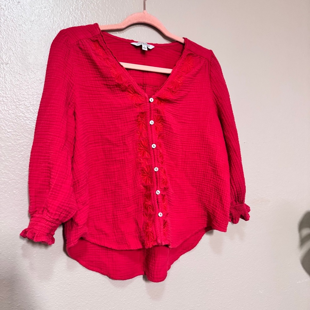 Liverpool Vibrant Red Textured Blouse